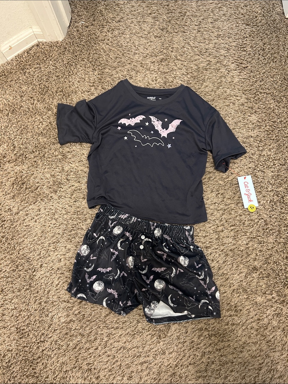NWT Kids Cat & Jack Bat-Print Pajama Set Size Medium 8